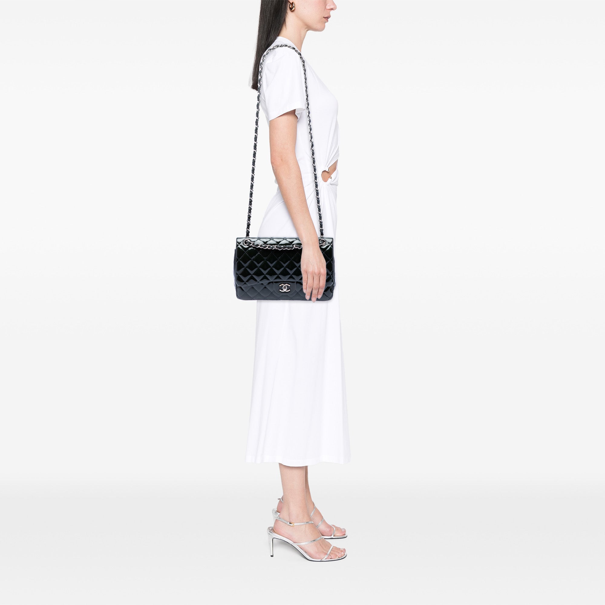 Chanel Jumbo Classic Cuir verni Double rabat