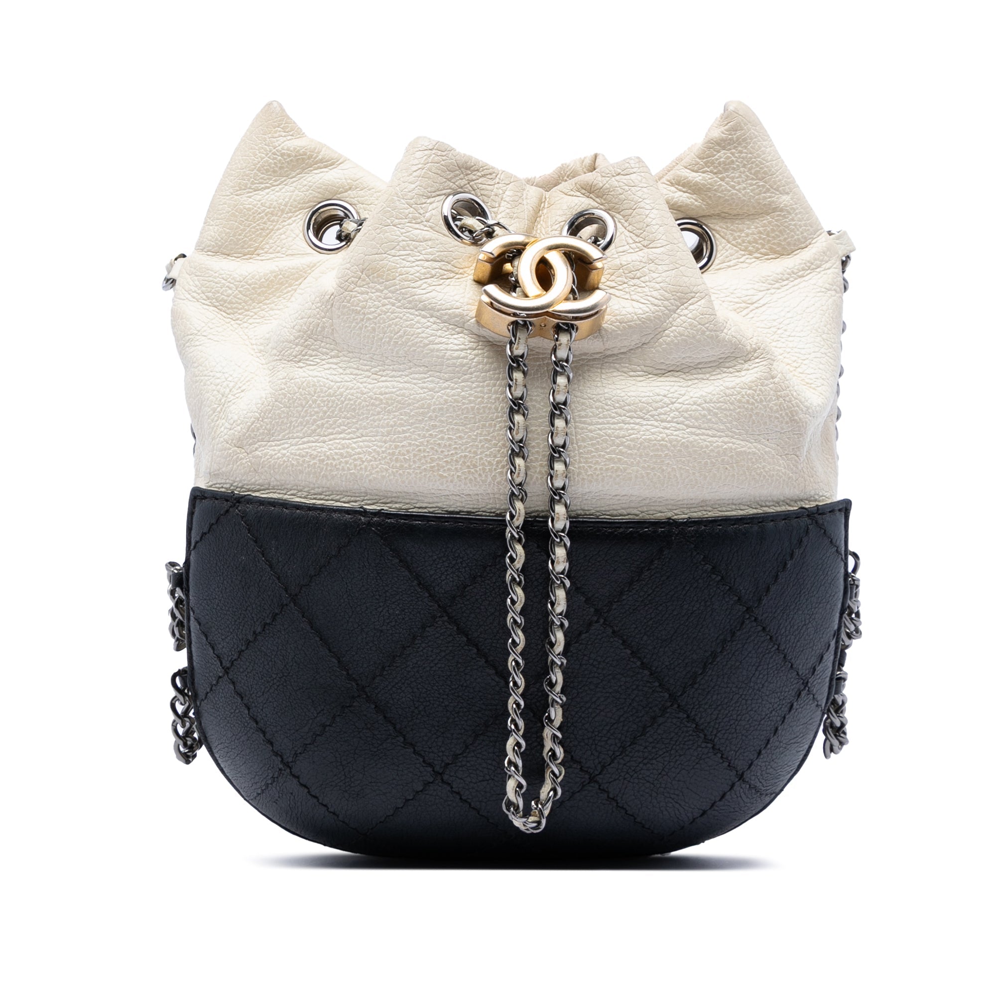 Chanel Small Bicolor Matelassé Cuir de veau Gabrielle Bucket Sac