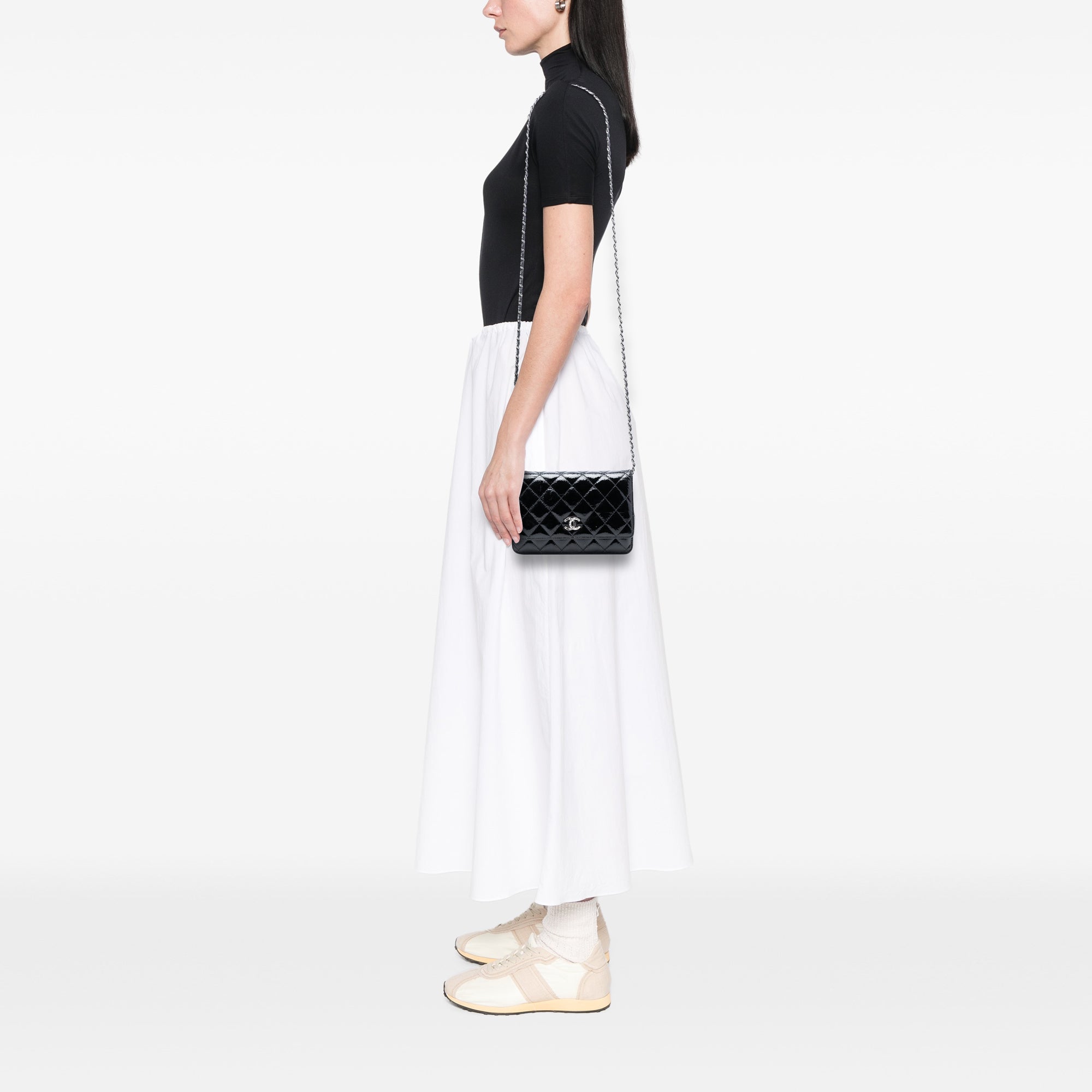 Chanel CC Matelassé brillant vieilli Cuir de veau Wallet on Chain