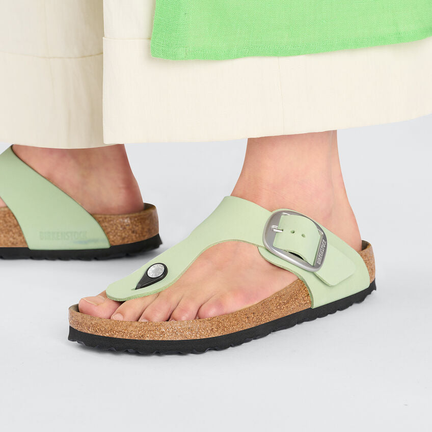 Women's Gizeh Big Buckle Nubuck Leather Faded Lime Regular/Wide