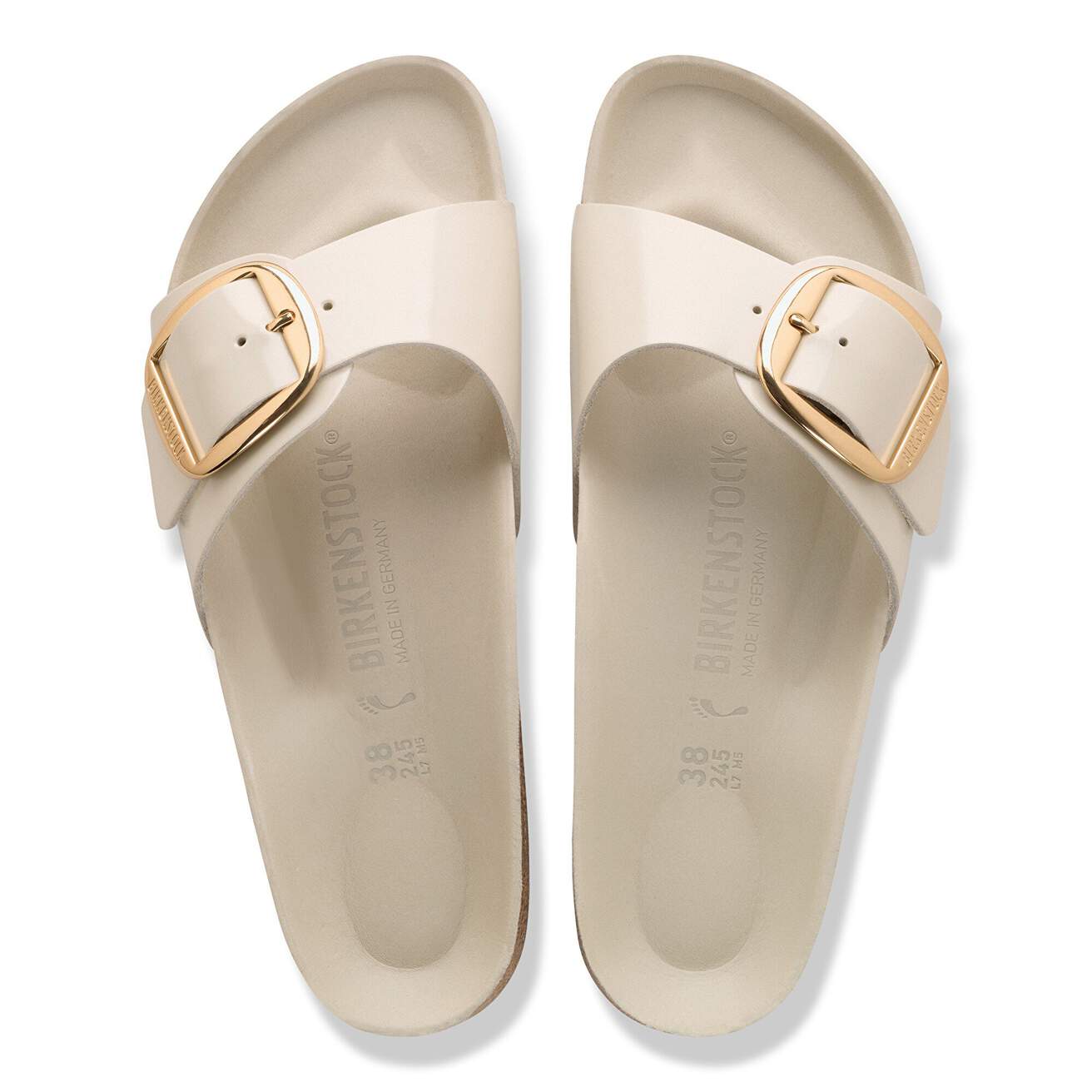 Women's Madrid Big Buckle Natural Leather Patent High-Shine Oyster Medium/Narrow