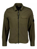 Cp Company Gabardine Zip Overshirt In Ivy Green