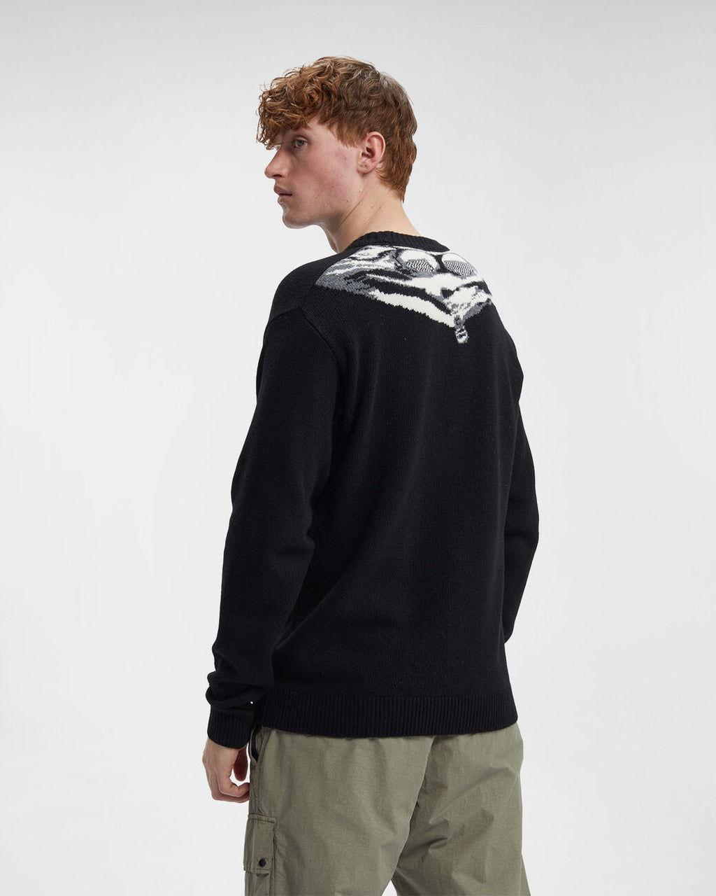 Lambswool Jacquard Goggle Knit Black
