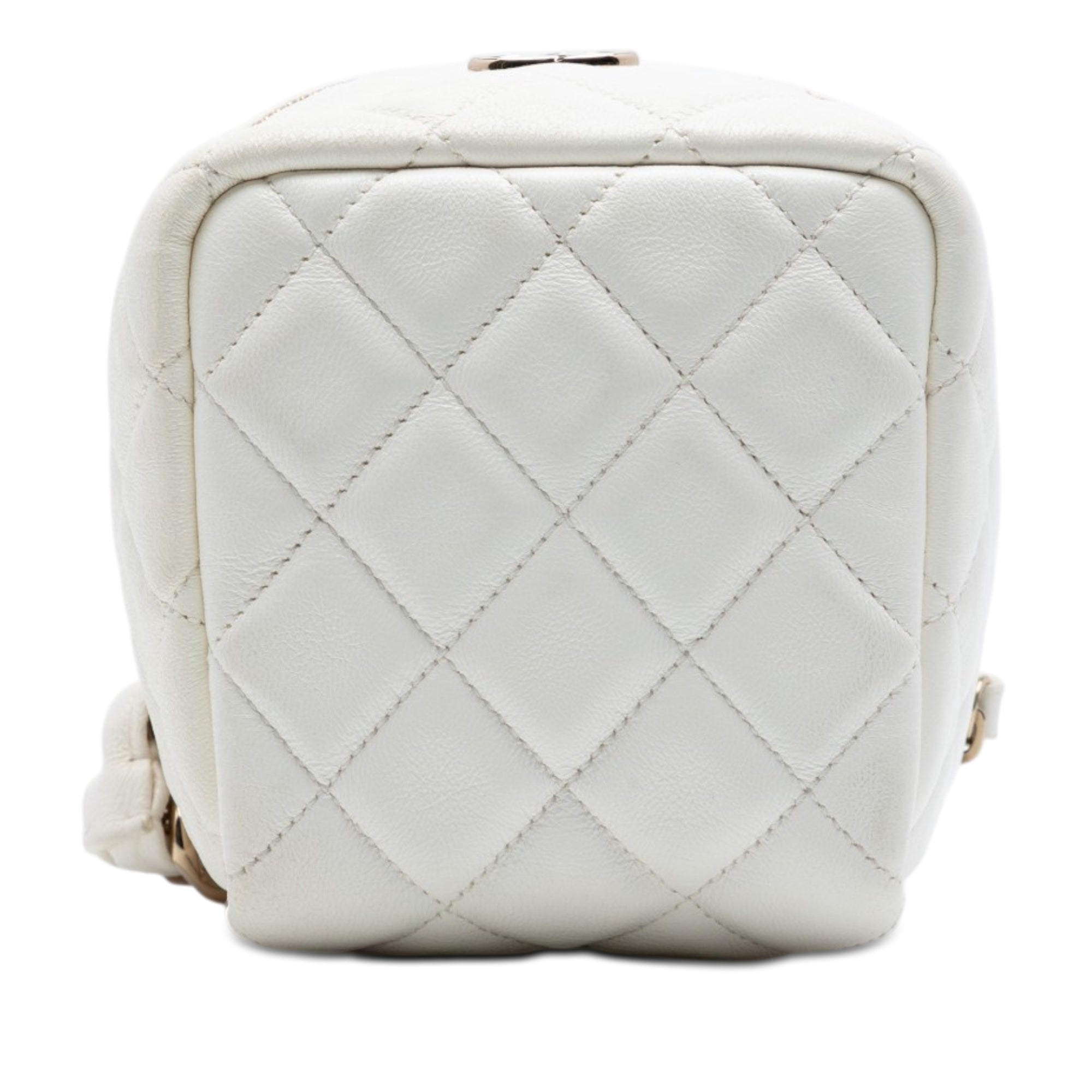 Chanel CC Matelassé Cuir d’agneau Cube Zip Pochette avec chaîne