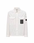 Cp Company 142A Organic Cotton Gabardine Overshirt In White with Certilogo