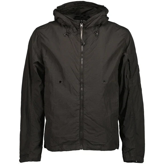 Cp Company Flatt Nylon Reversible Hooded Lens Jacket In Black
