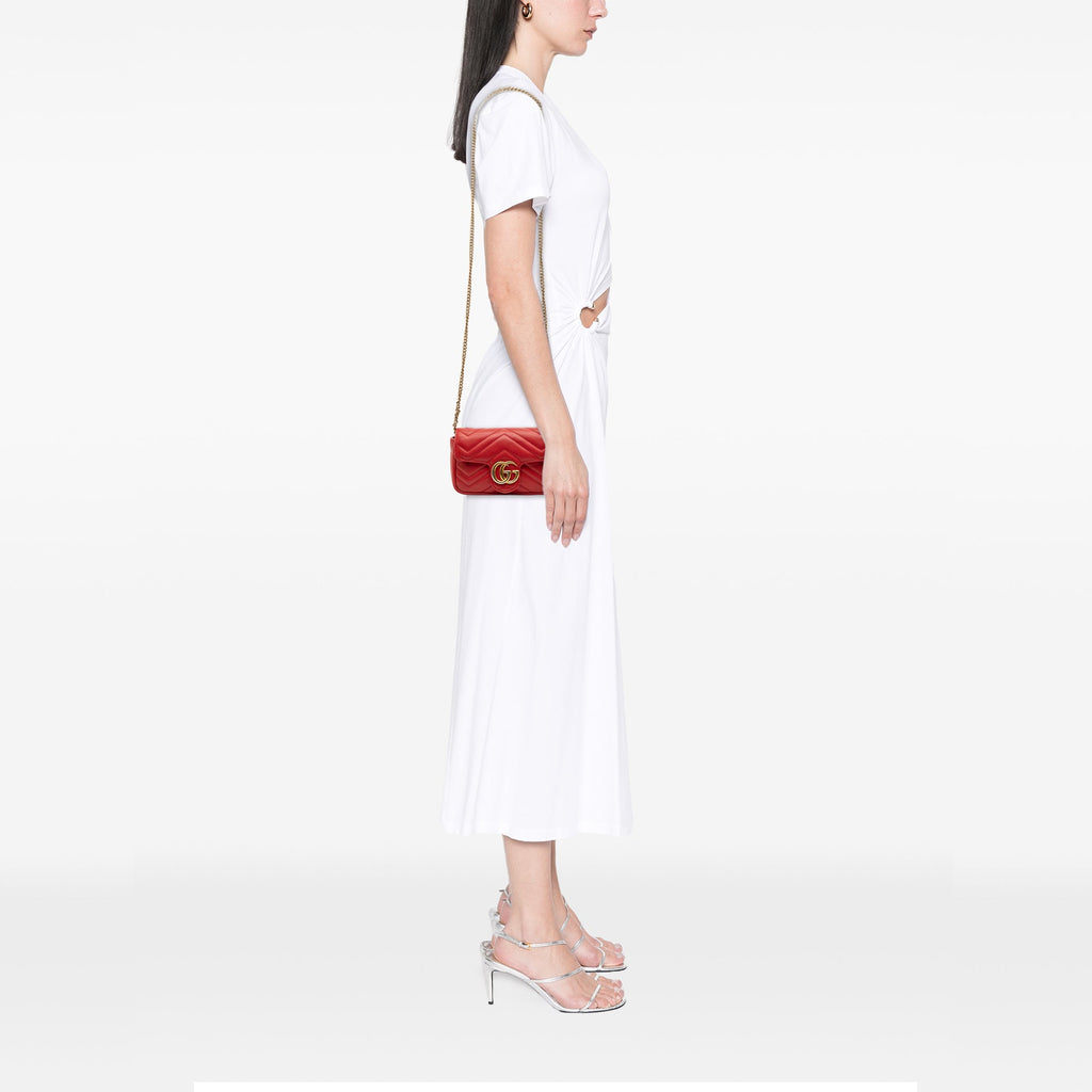 Gucci Mini GG Marmont Matelasse Cuir à rabat Sac porté croisé