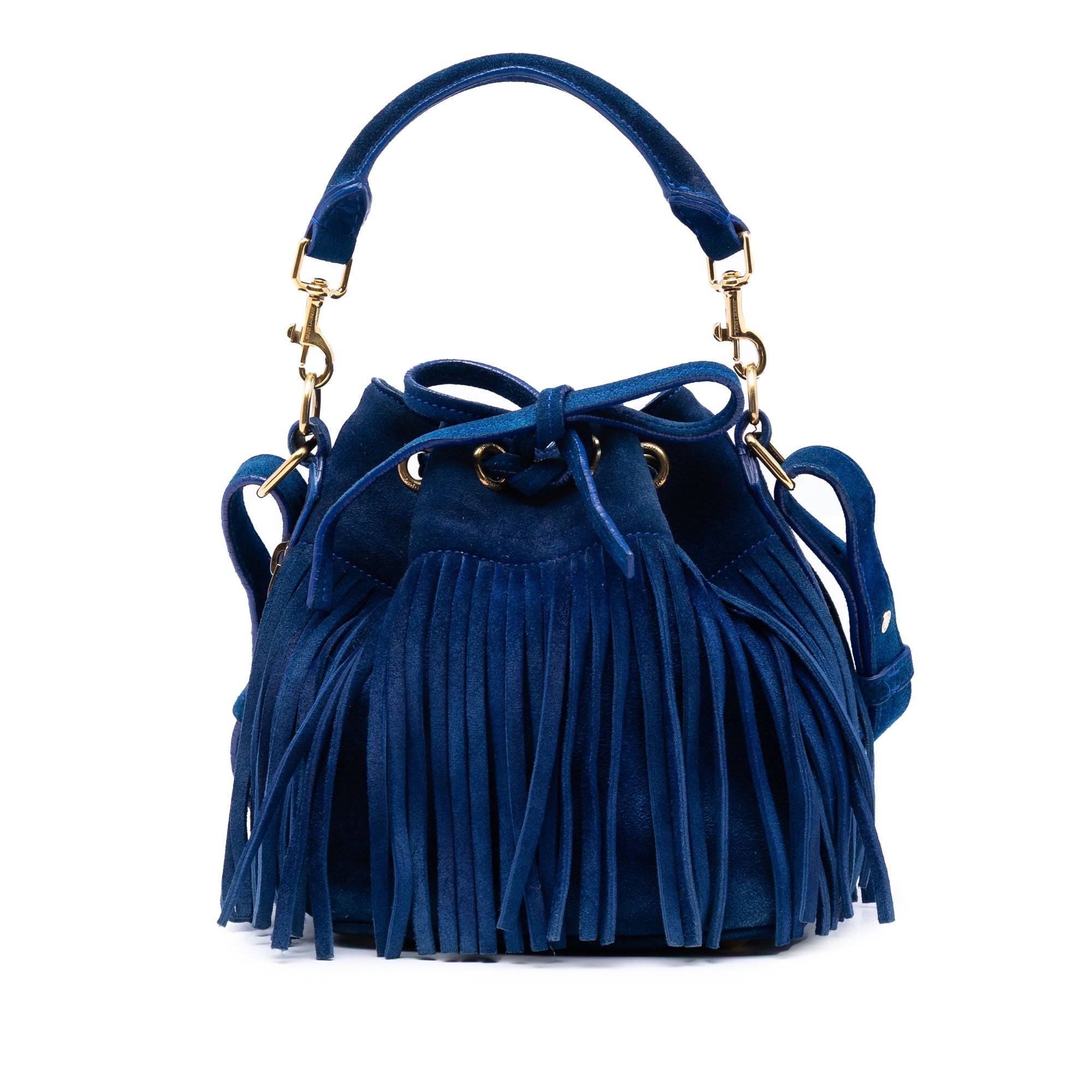 Saint Laurent Small Daim Emmanuelle Fringe Bucket Sac
