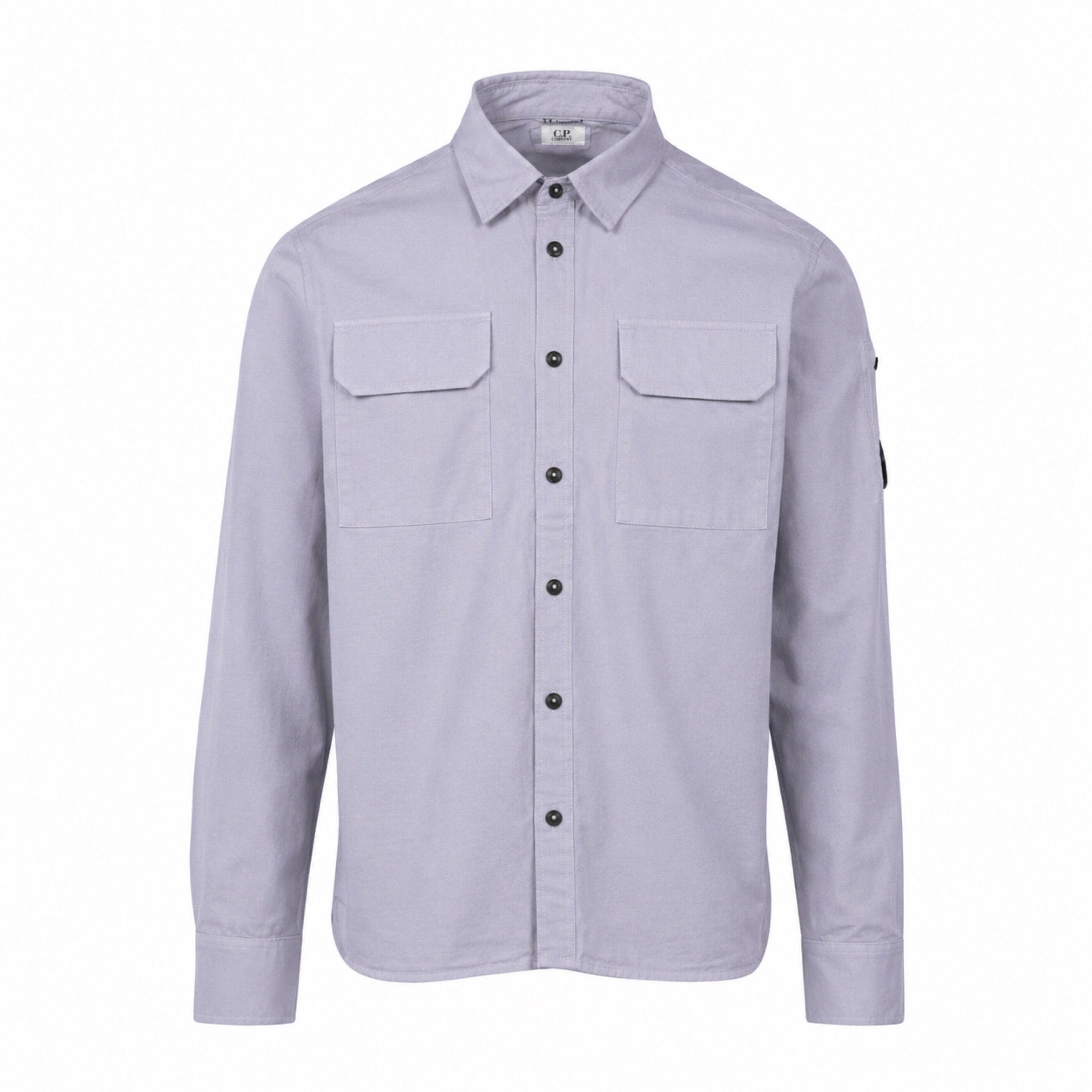 Cp Company Gabardine Lens Button Overshirt In Lavender with Certilogo