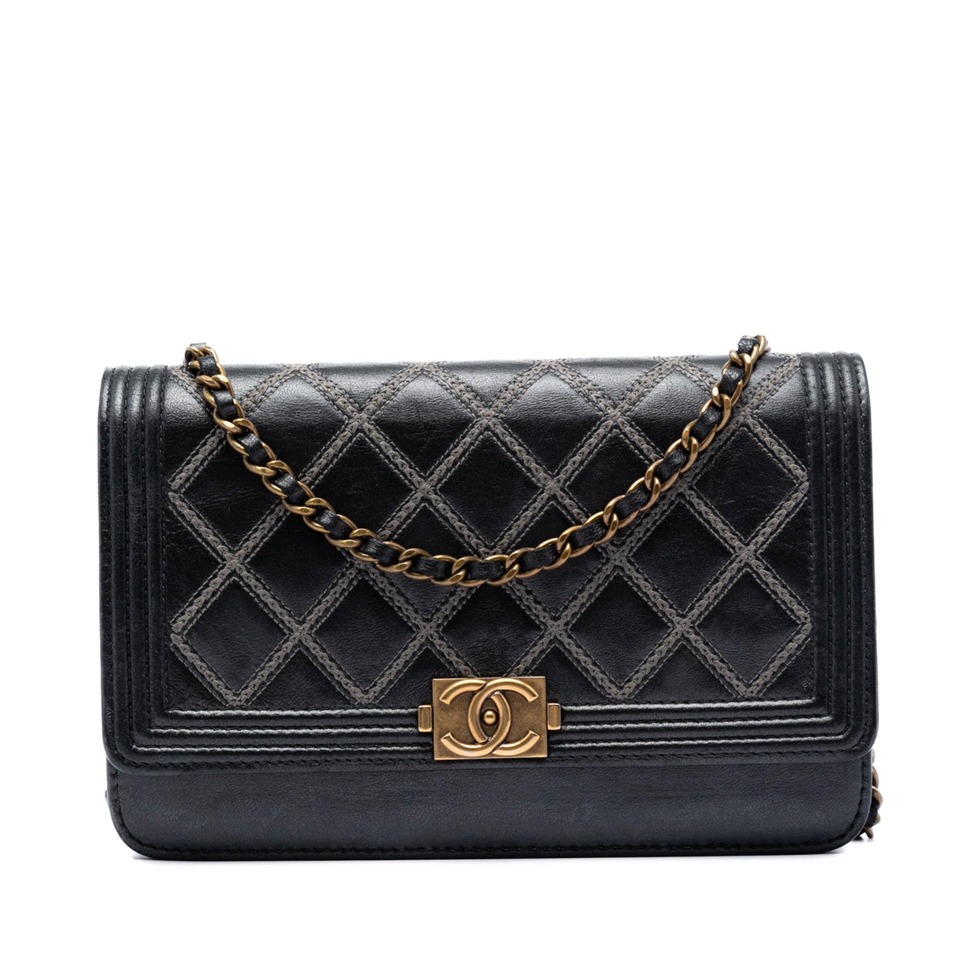 Chanel Matelassé Cuir d’agneau Double Stitch Boy Wallet on Chain