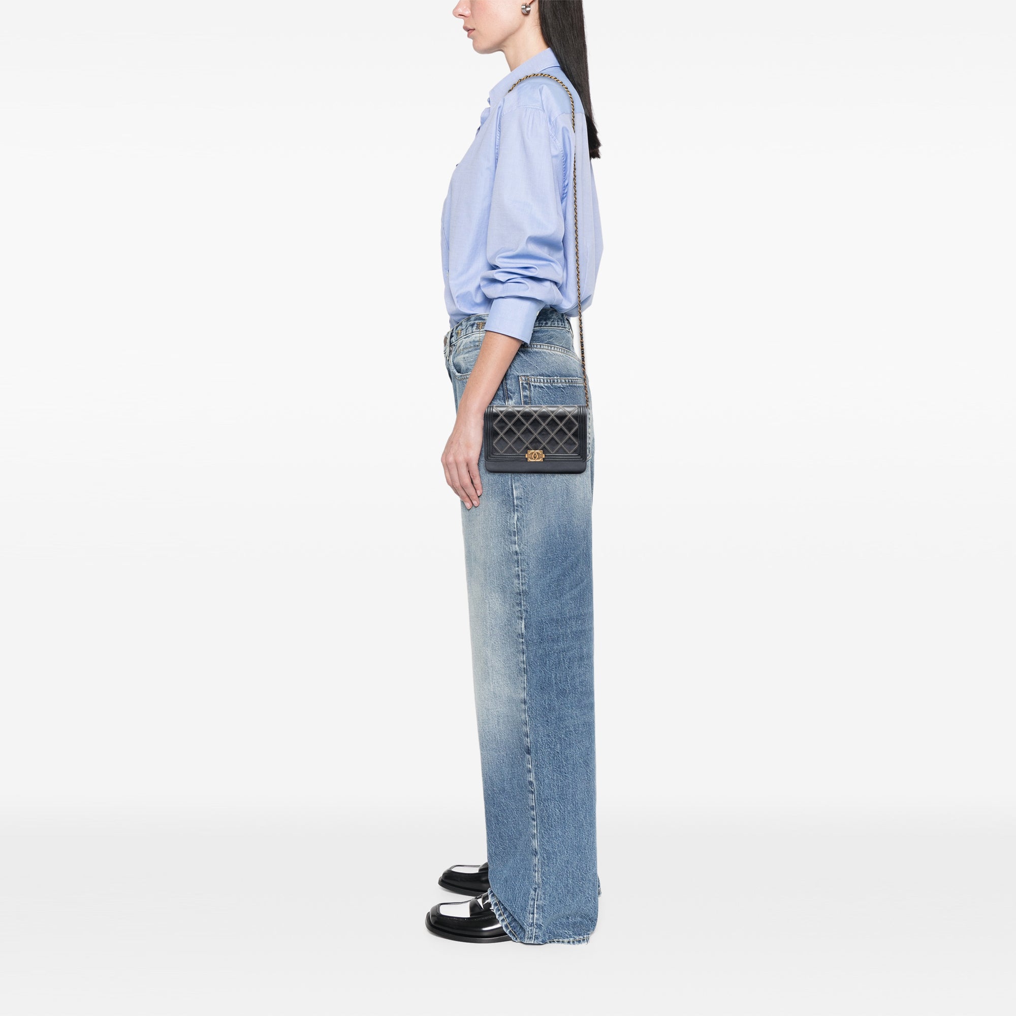 Chanel Matelassé Cuir d’agneau Double Stitch Boy Wallet on Chain