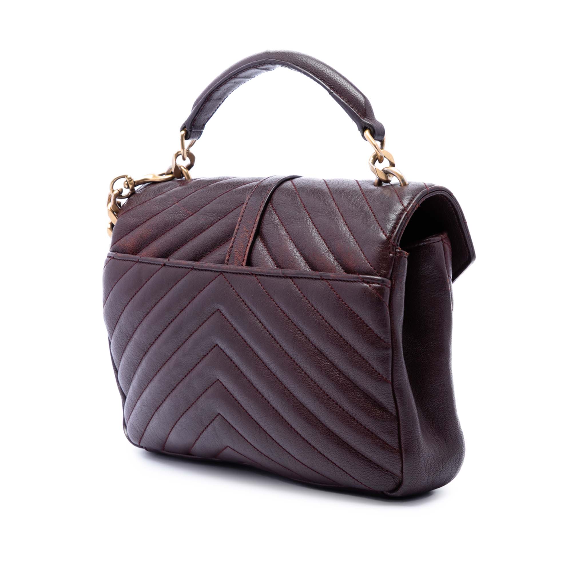 Saint Laurent Medium Chevron Sheepskin Monogram College Sac