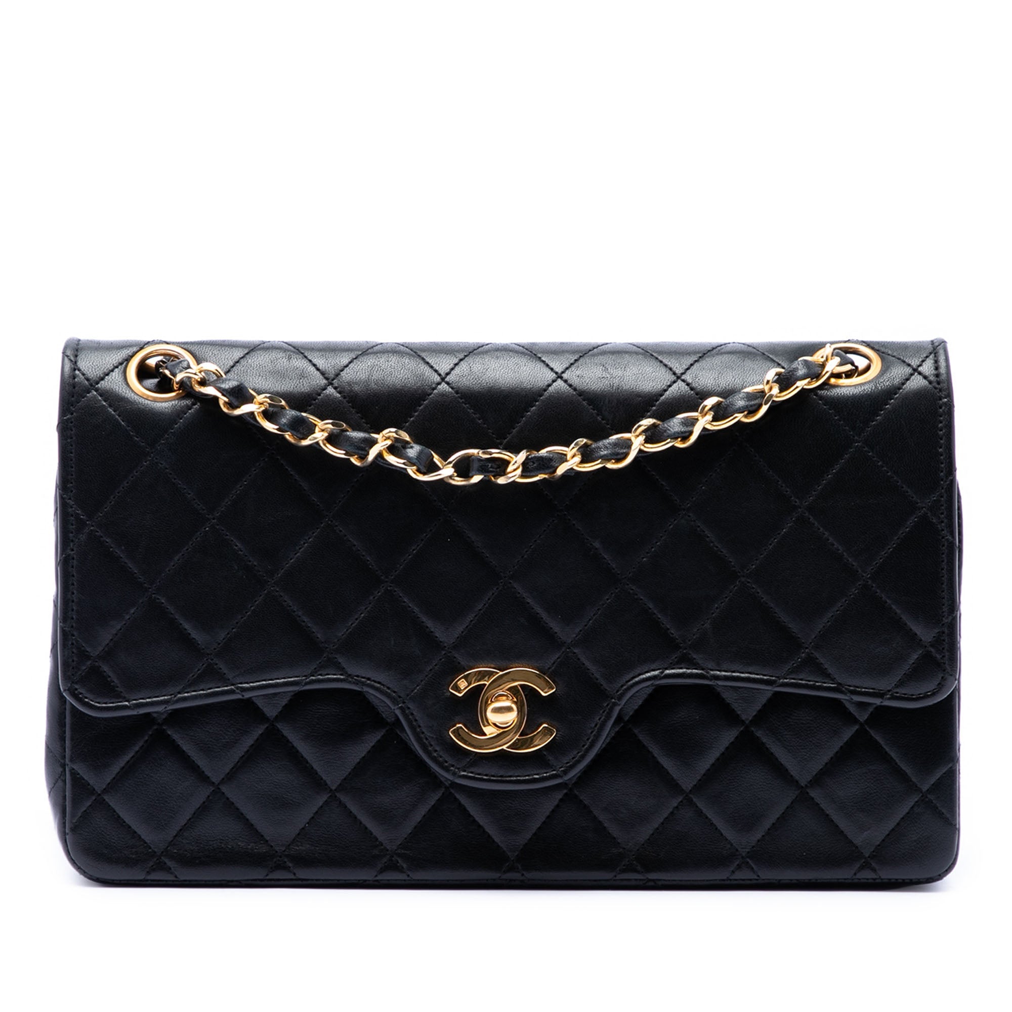 Chanel Medium CC Matelassé Cuir d’agneau Double rabat