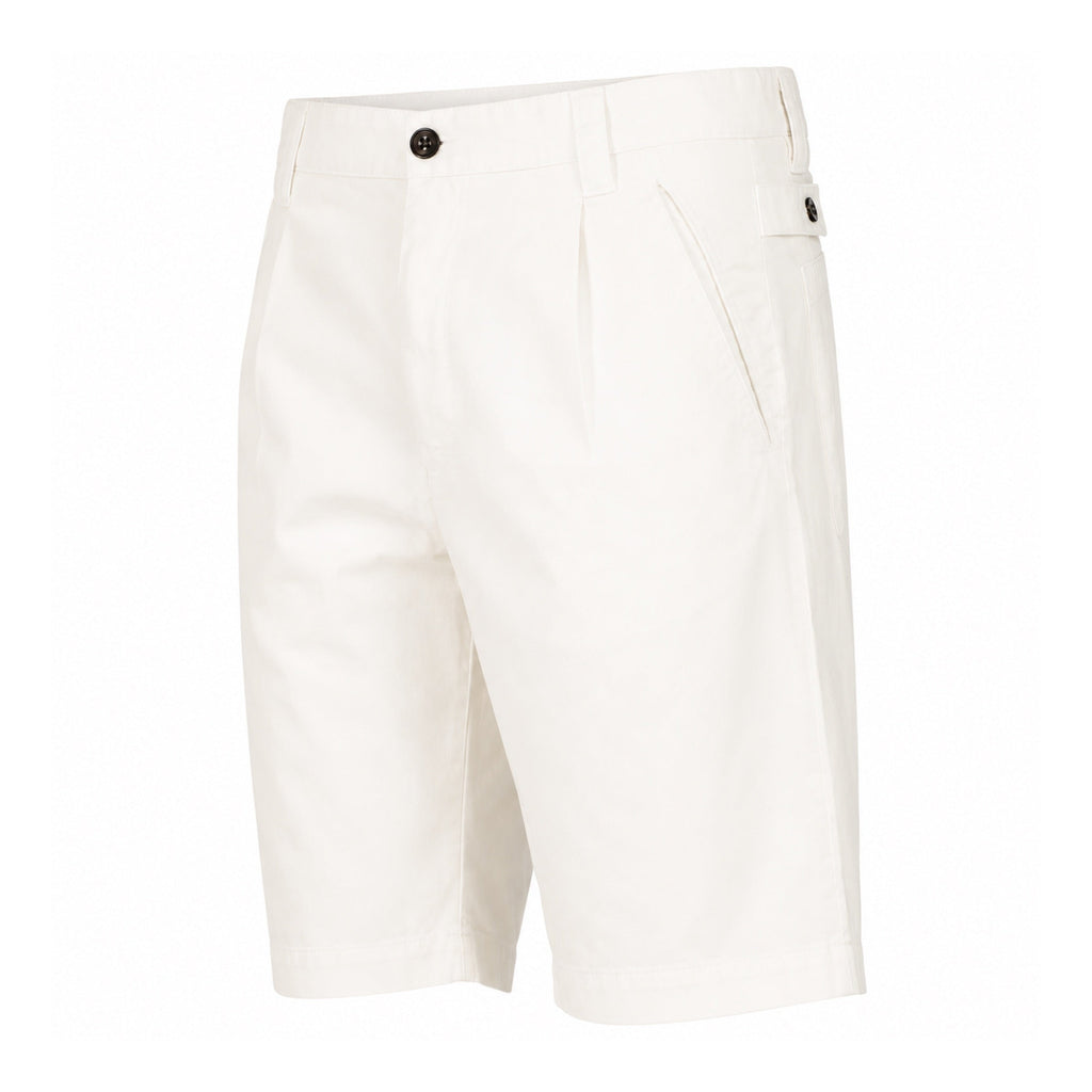 Cp Company 277A Gabardine Bermuda Pocket Patch Logo Shorts In White With Certilogo