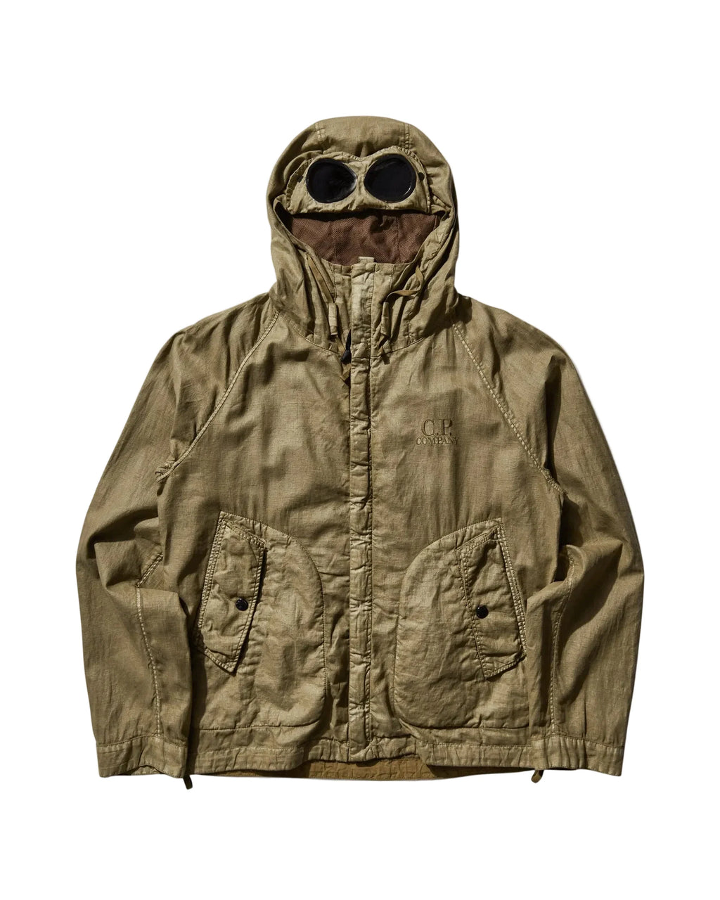 Cp Company Waxed Linen Goggle Jacket In Tree House