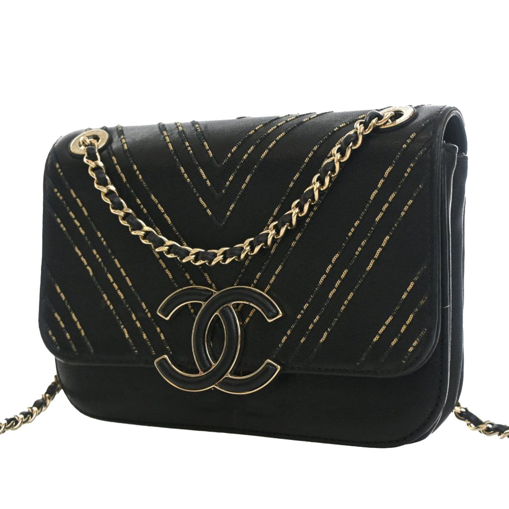 Chanel Small Chevron Sheepskin Subtle à rabat