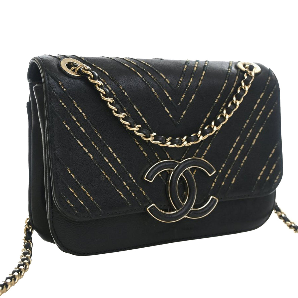 Chanel Small Chevron Sheepskin Subtle à rabat