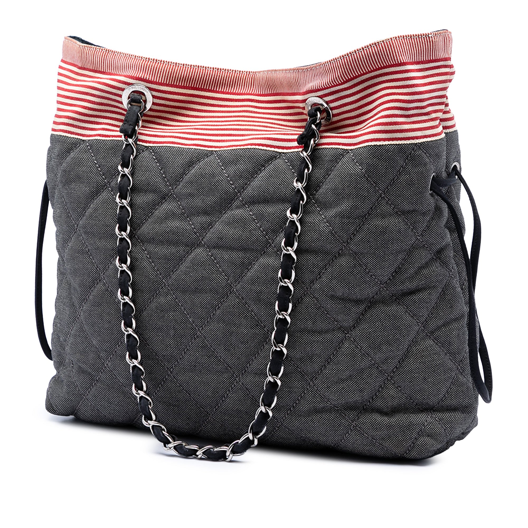 Chanel CC Matelassé Jean Grosgrain Drawstring Cabas