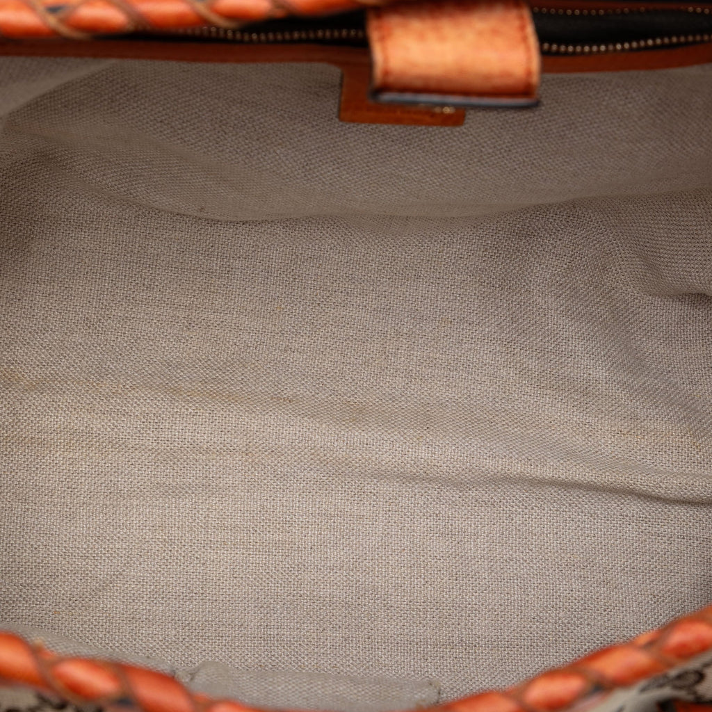 Gucci Medium GG Toile Bamboo Pompon Cabas