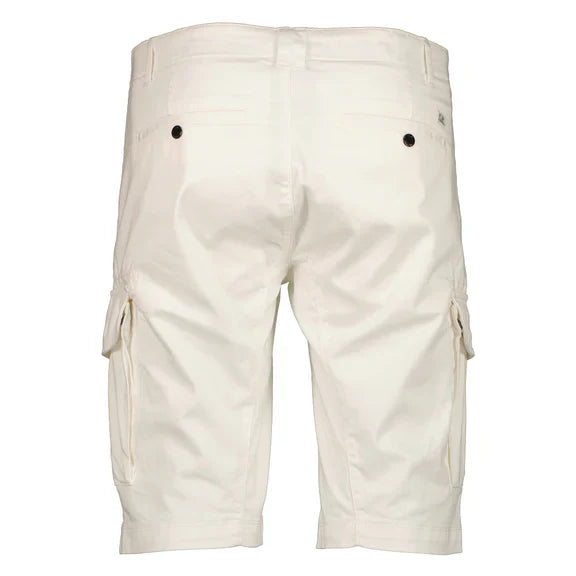 Cp Company 116A Satin Stretch Cargo Shorts In White
