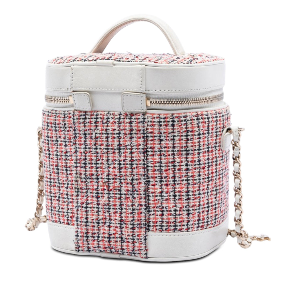 Chanel Tweed et Cuir d’agneau Vanity Cosmetic Étui Multi