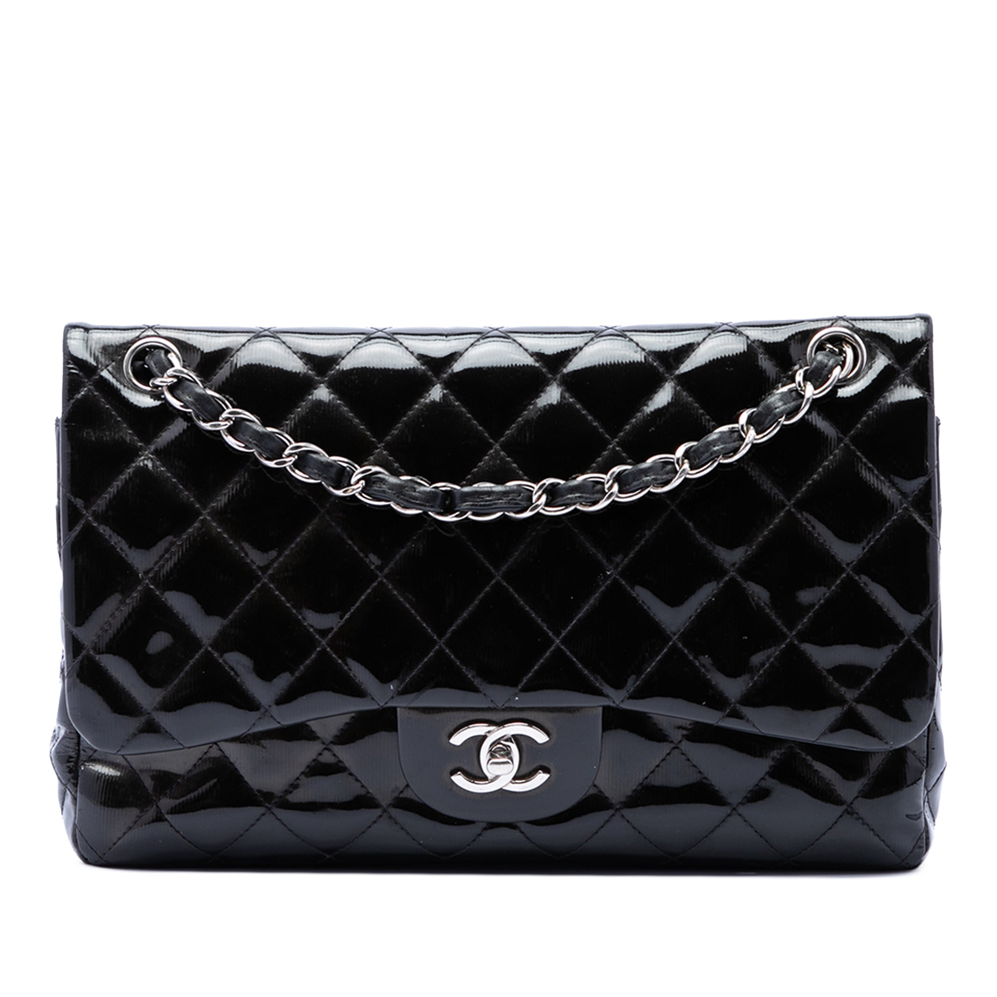 Chanel Jumbo Classic Cuir verni Double rabat