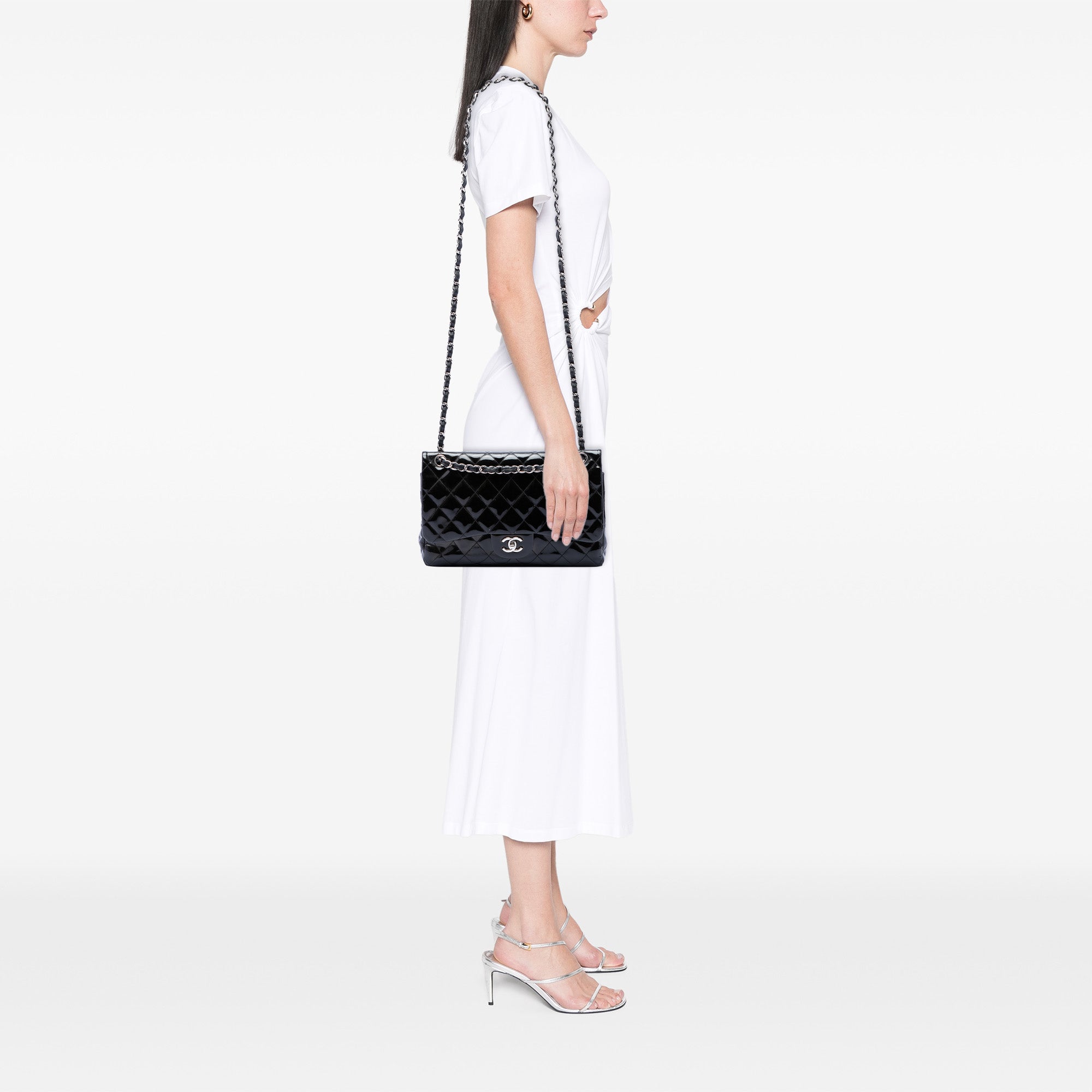 Chanel Jumbo Classic Cuir verni Double rabat