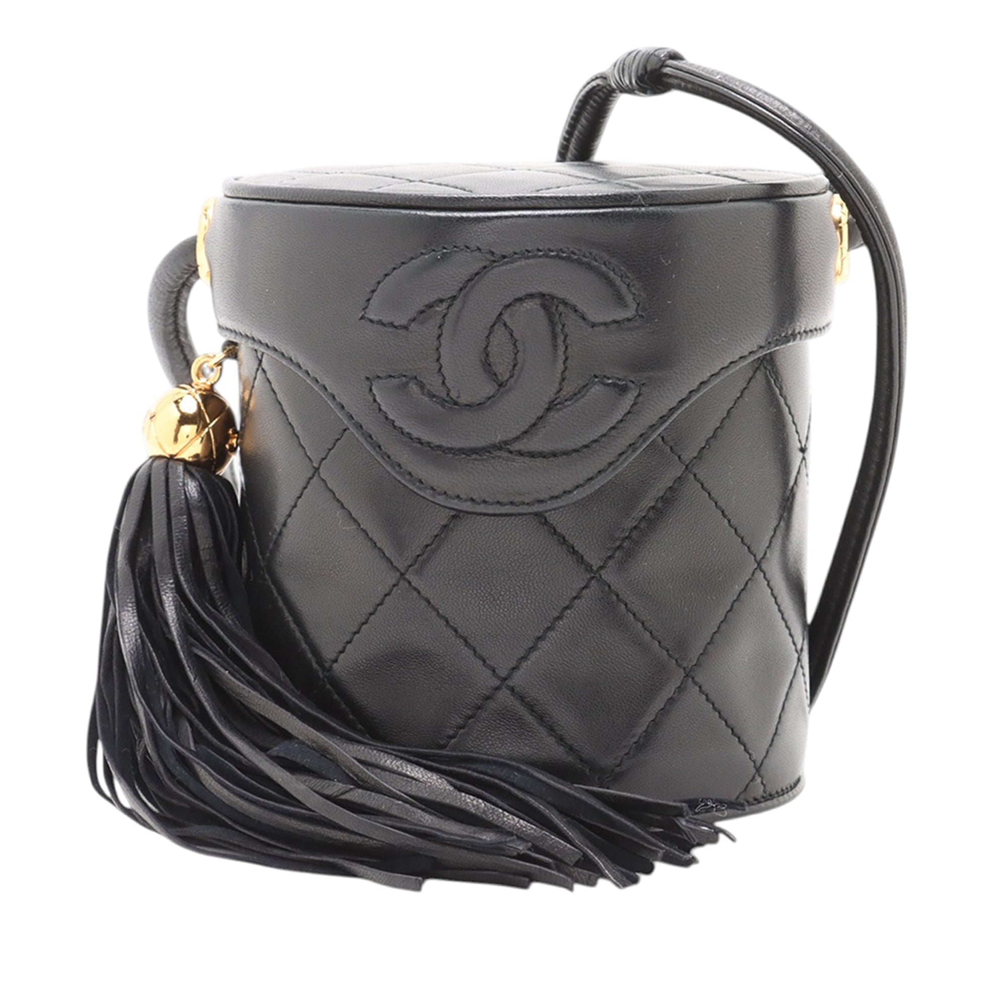 Chanel CC Matelassé Cuir d’agneau Fringe Sac porté croisé