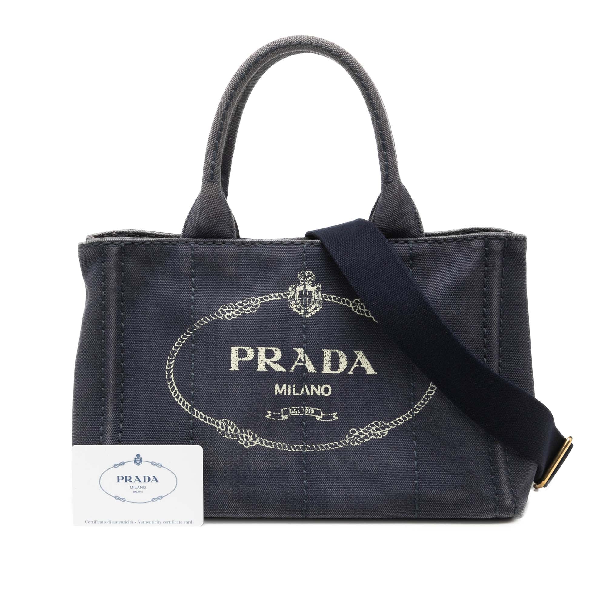 Prada Small Toile Canapa Logo Sac