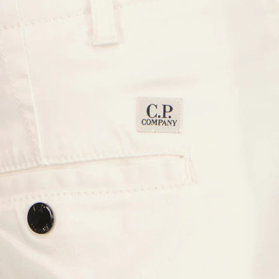 Cp Company 116A Satin Stretch Cargo Shorts In White