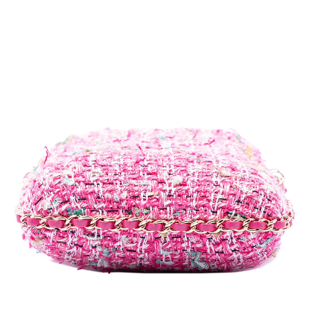 Chanel Tweed Sac rond à chaîne Phone Holder