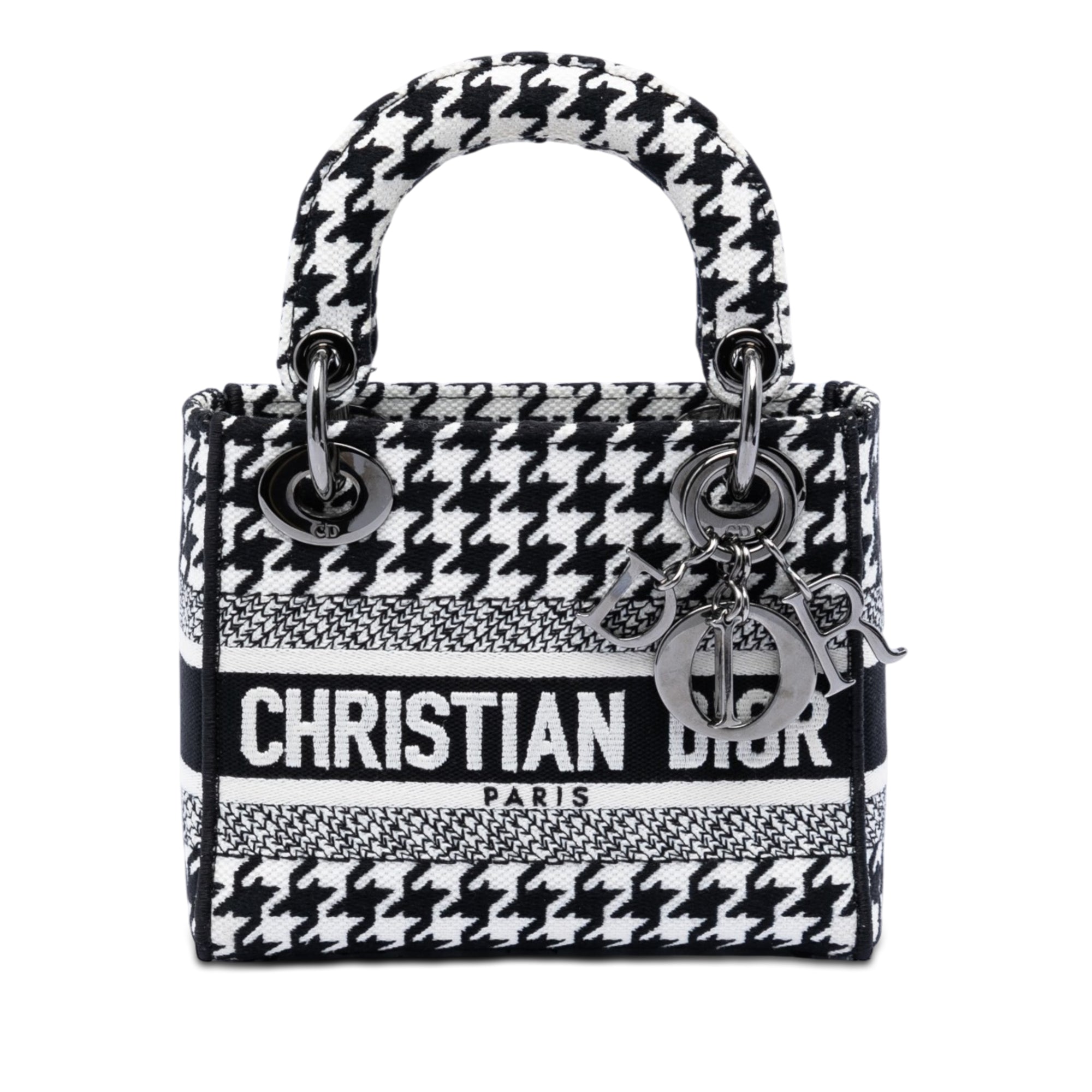 Dior Mini brodé Toile Houndstooth Lady D Lite