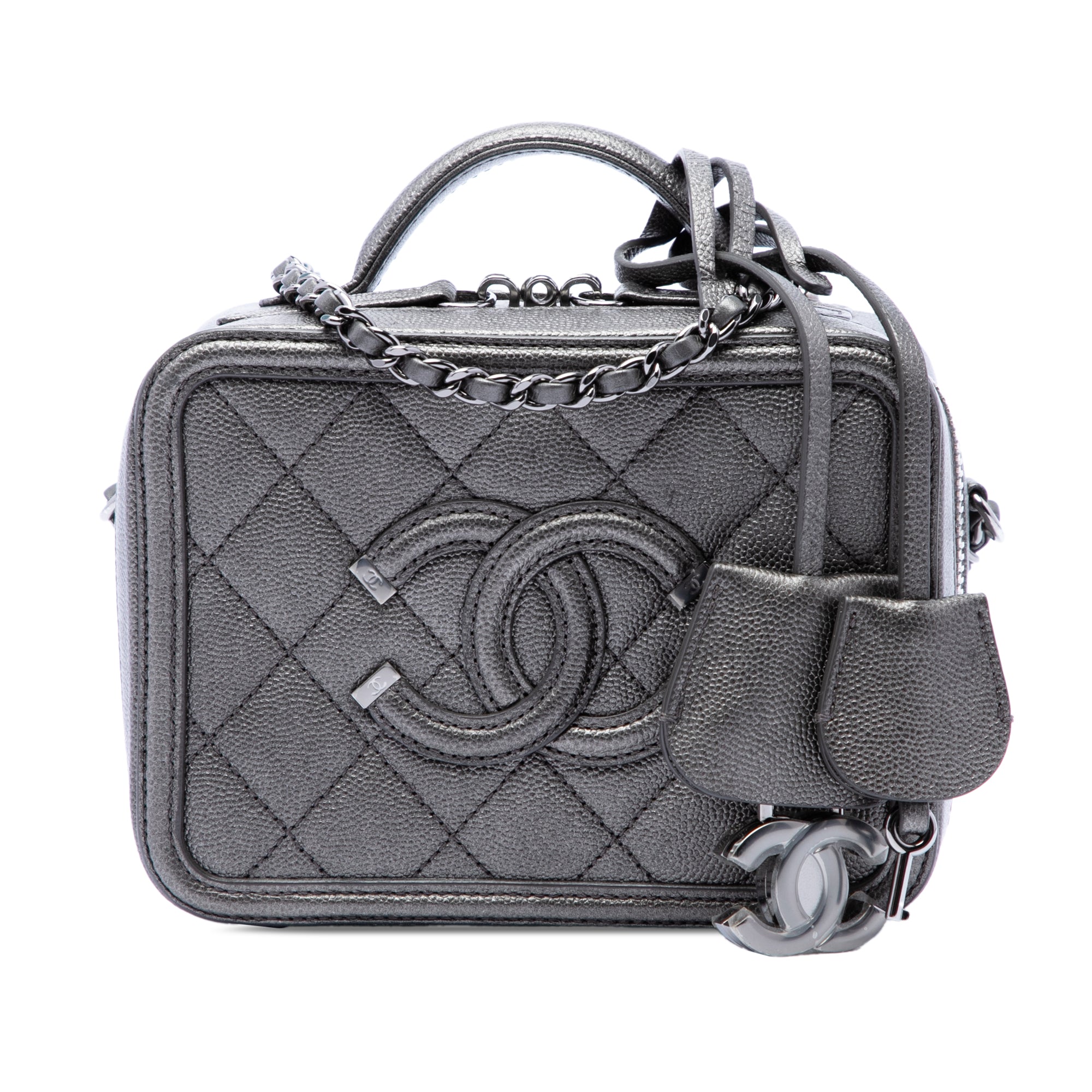 Chanel Small Metallic Caviar CC Filigree Vanity