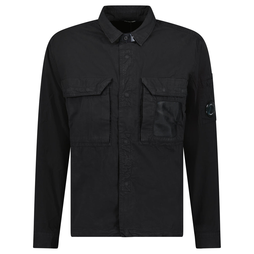 Cp Company 142A Organic Cotton Gabardine Overshirt In Black