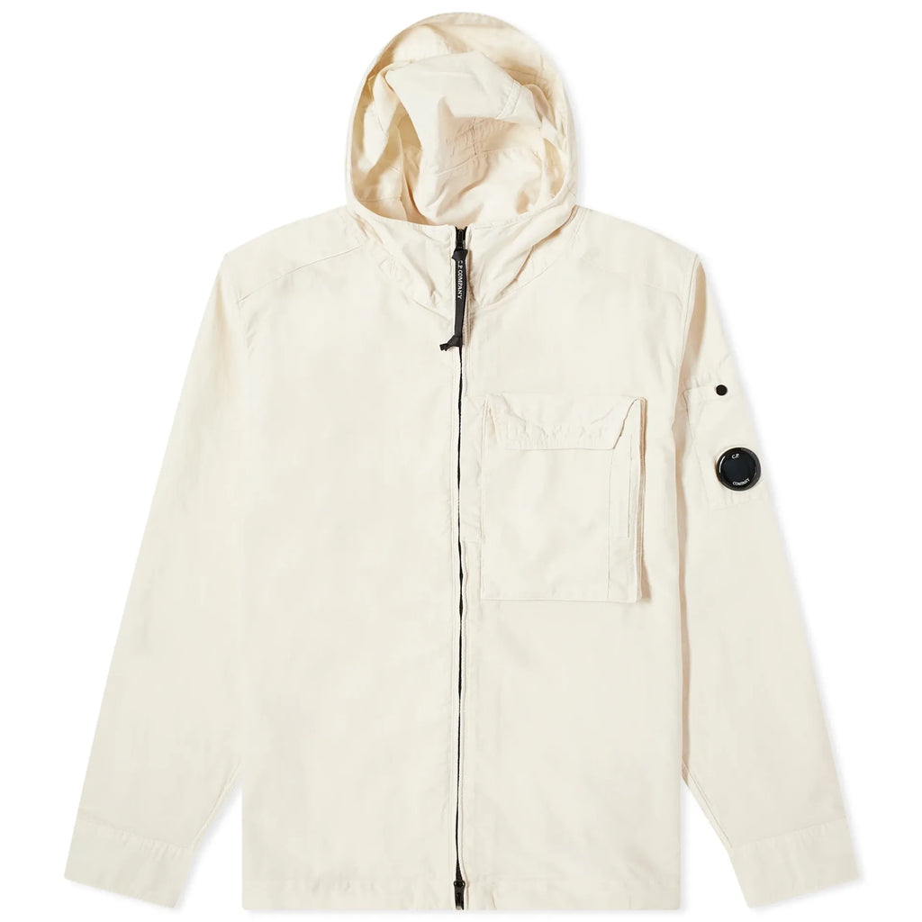 Cp Company 156A Ottoman Hooded Lens Overshirt In Pistachio Shell