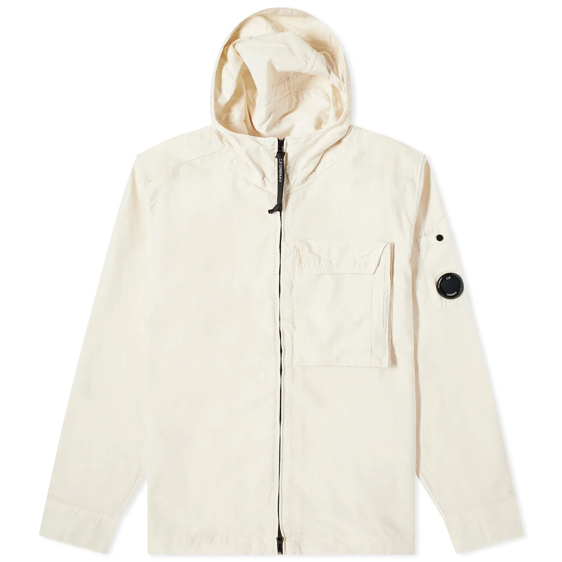 Cp Company 156A Ottoman Hooded Lens Overshirt In Pistachio Shell