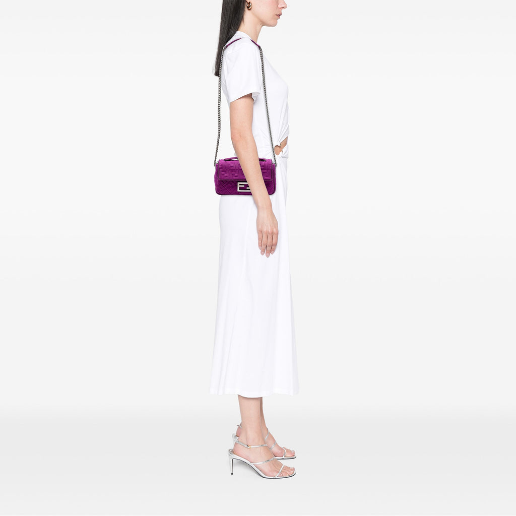Fendi Zucca embossé Technical Fabric Chain Midi Baguette