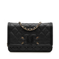 Chanel Caviar CC Filigree Wallet on Chain