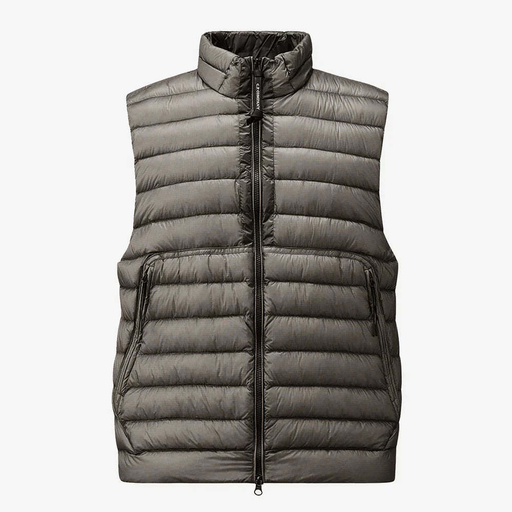 Cp Company 201A D.D Shell Lens Down Gilet In Smoked Pearl with Certilogo
