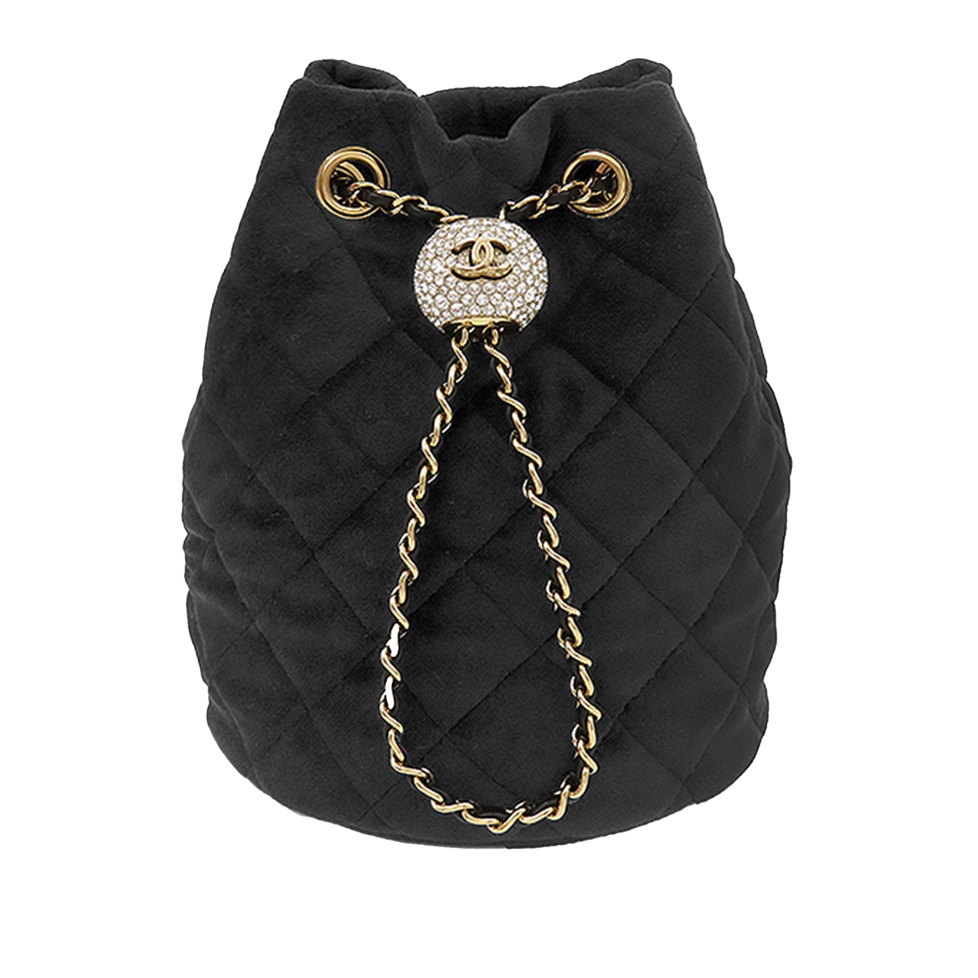Chanel Matelassé Velours Cristal Perle Crush Bucket Sac
