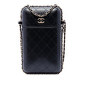 Chanel CC Matelassé Cuir d’agneau Sac rond à chaîne Phone Holder