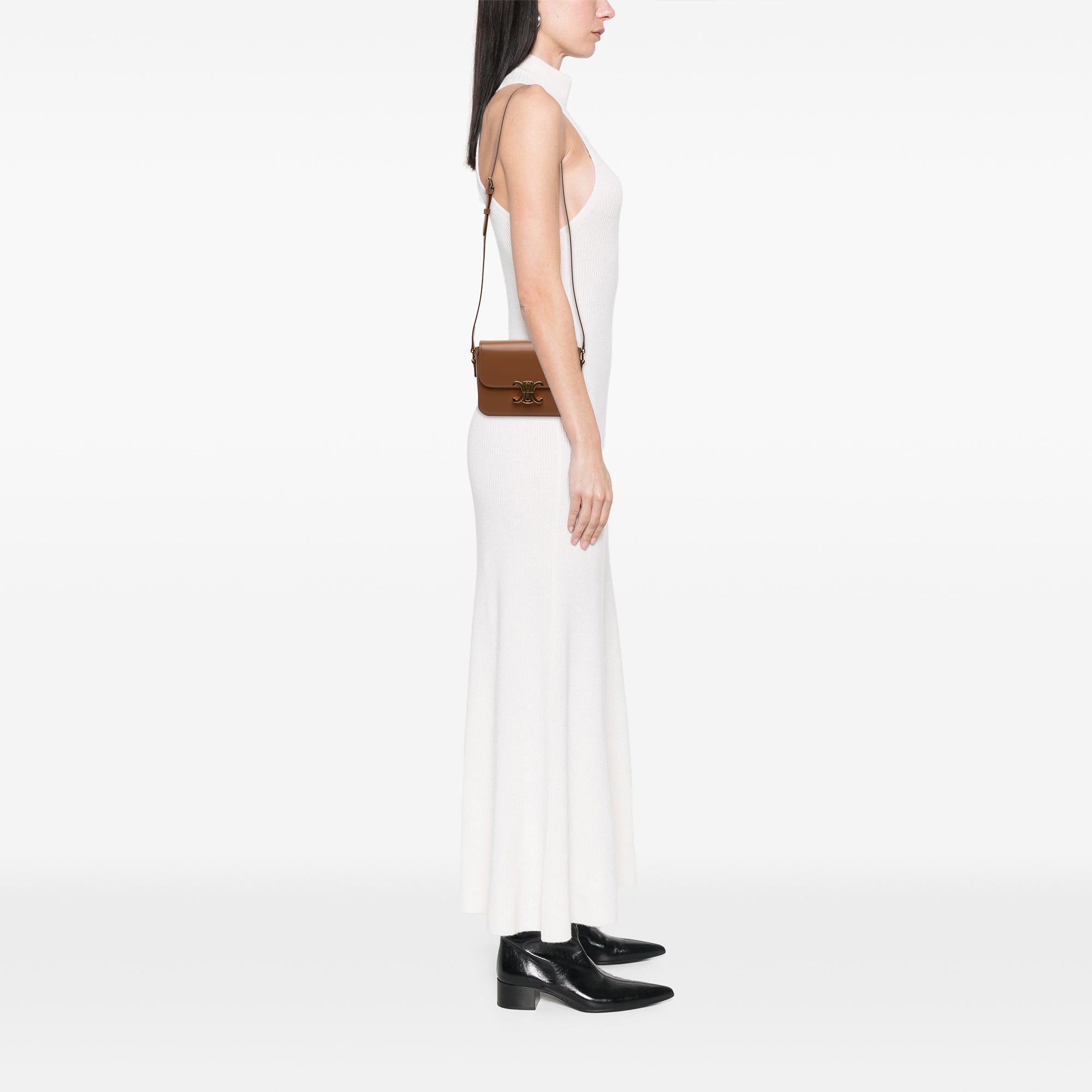 Celine Teen brillant Cuir de veau Triomphe Sac porté croisé