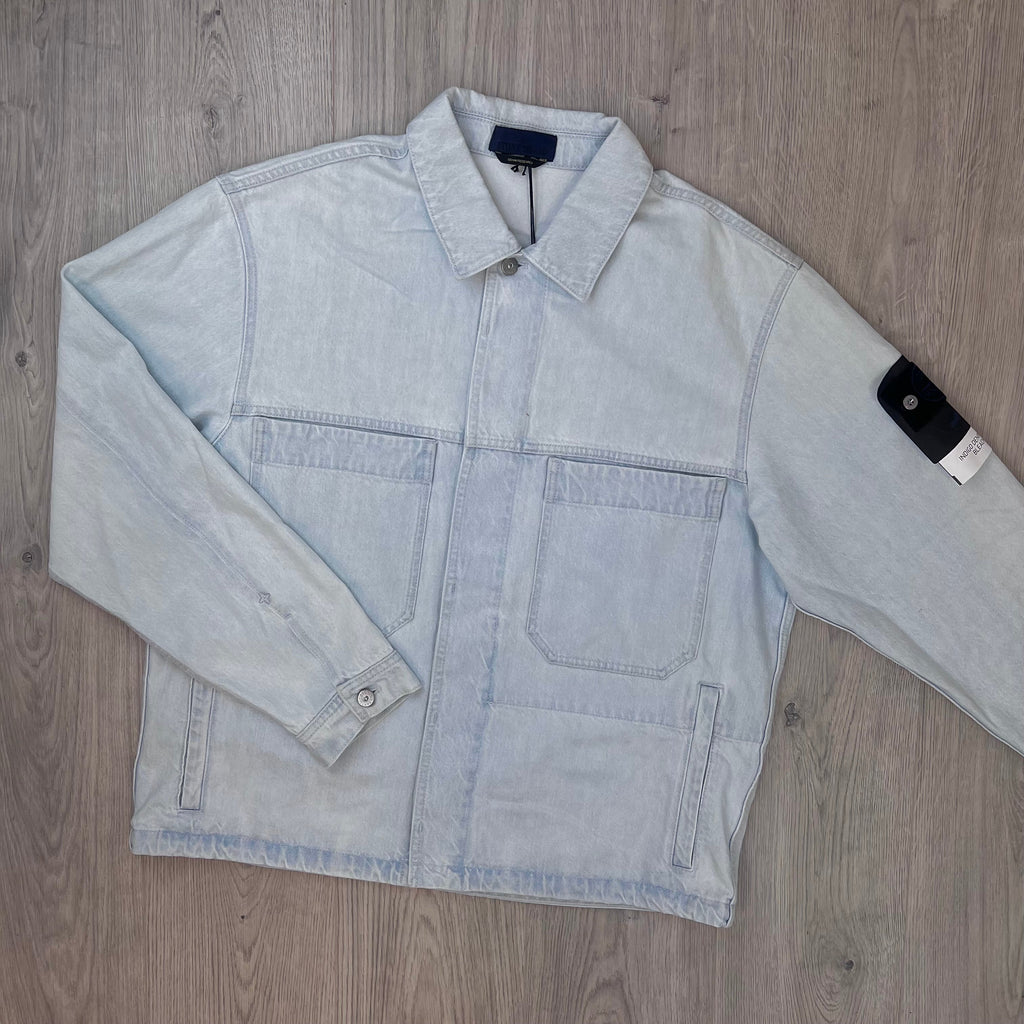 Stone Island Bleached Denim Jacket - Blue