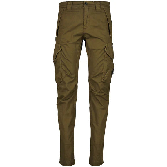 Cp Company 058A Stretch Satin Lens Cargo Pants In Ivy Green