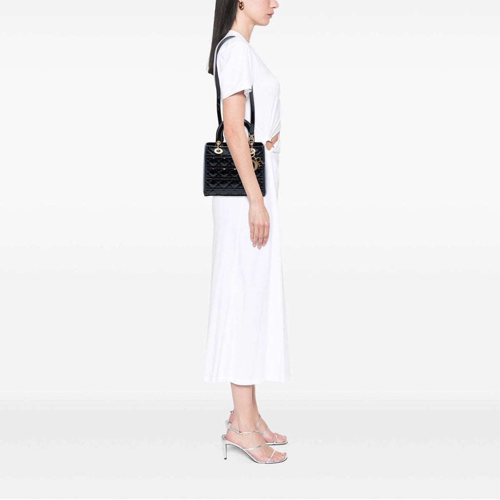 Dior Medium Cuir verni Cannage Lady Dior