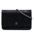 Chanel CC Lace Overlay Cuir de chèvre Wallet on Chain