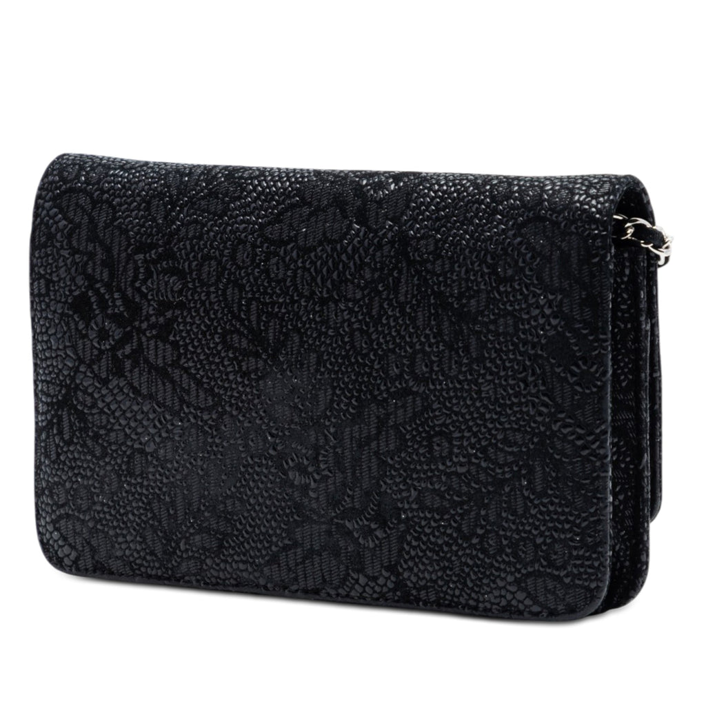 Chanel CC Lace Overlay Cuir de chèvre Wallet on Chain