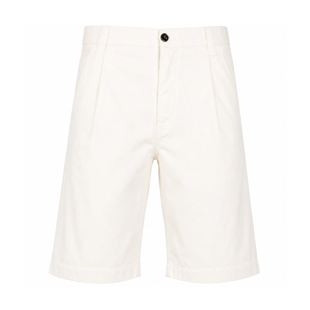 Cp Company 277A Gabardine Bermuda Pocket Patch Logo Shorts In White With Certilogo