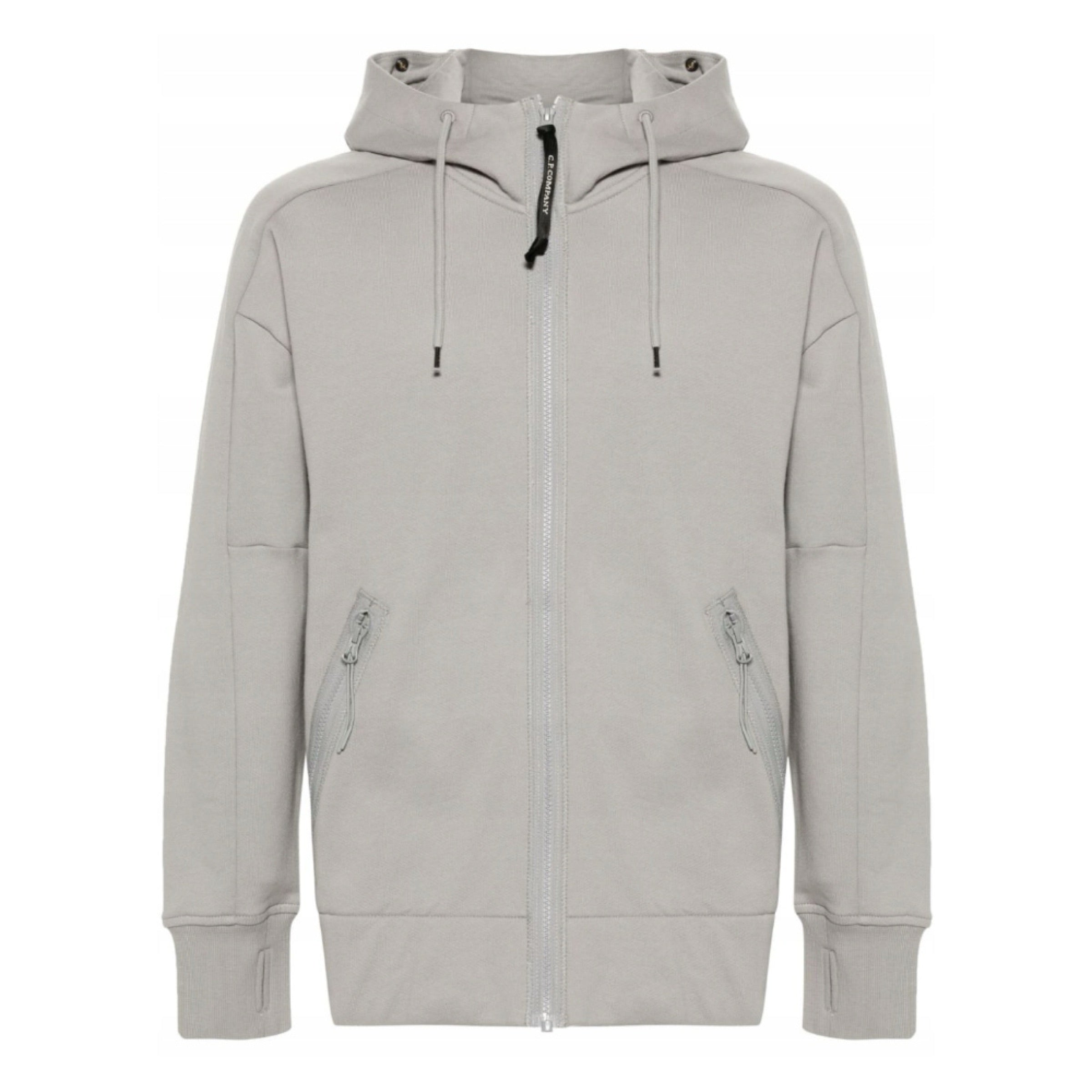 Cp Company Goggle Full Zip Hoodie In Drizzle Grey