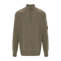 Cp Company Lambswool Grs Half Zip Knit In Walnut Brown